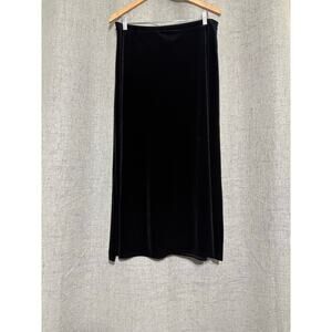 Kathy Lee Collection Skirt Large‎ Black Velvet Midi Whimsigoth Fairy Emo
